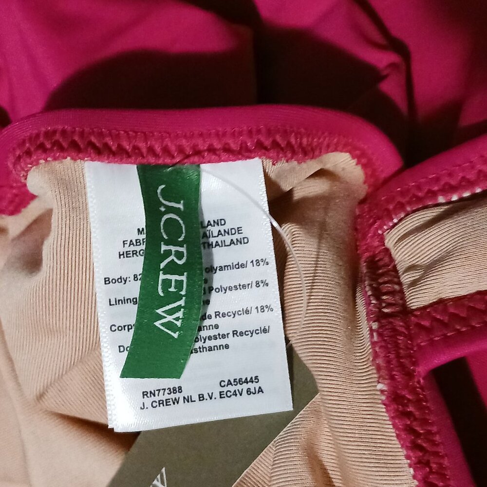 NEW J. Crew‎ Ruched V-neck One-Piece Swimsuit in Radiant Fuchsia/Bright Pink 10 - Picture 9 of 15